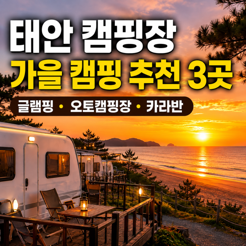 태안 캠핑장 추천 가을 캠핑장소 오토캠핑장 카라반 태안 글램핑 3곳