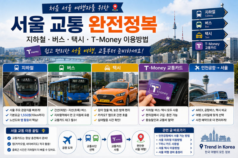 서울 교통 완전정복｜지하철·버스·택시·T-Money 이용방법