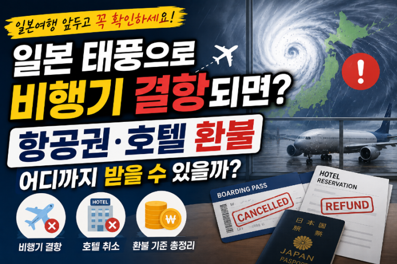 일본 태풍으로 비행기 결항되면? 항공권·호텔 환불 어디까지 받을 수 있을까
