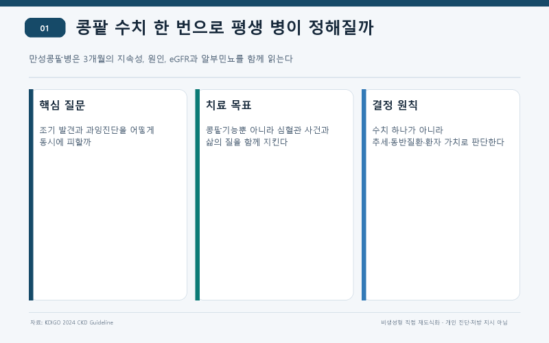 콩팥 수치 한 번으로 평생 병이 정해질까｜2026 근거로 읽는 만성콩팥병의 진단·심혈관 보호....