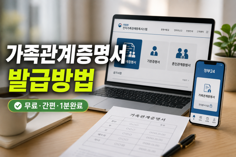 가족관계증명서 발급 방법 및 수수료