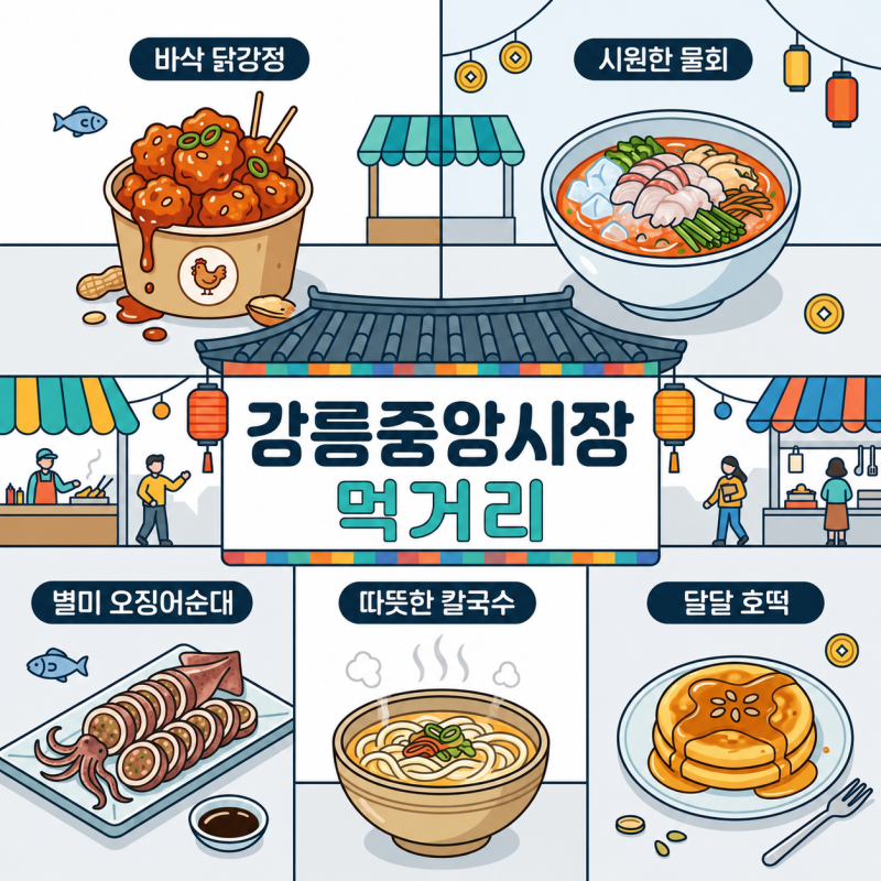 강릉 여행 필수코스 중앙시장｜인기 먹거리 가격·주차 정보