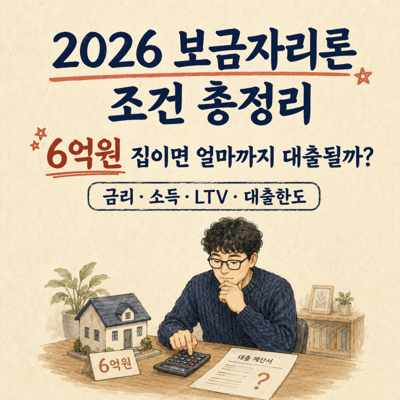 2026 보금자리론 조건 총정리｜6억원 집이면 얼마까지 대출될까?