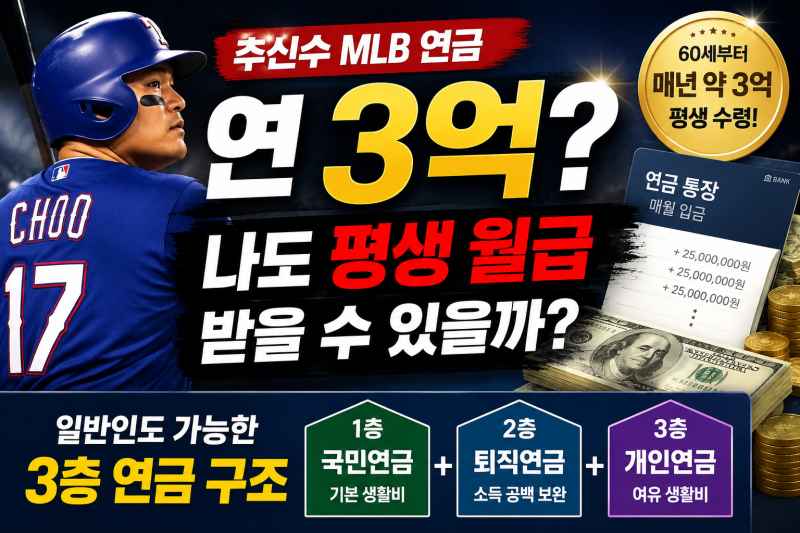 추신수 MLB 연금 연 3억의 비밀? 일반인도 가능한 ‘평생 월급’ 3층 연금 구조