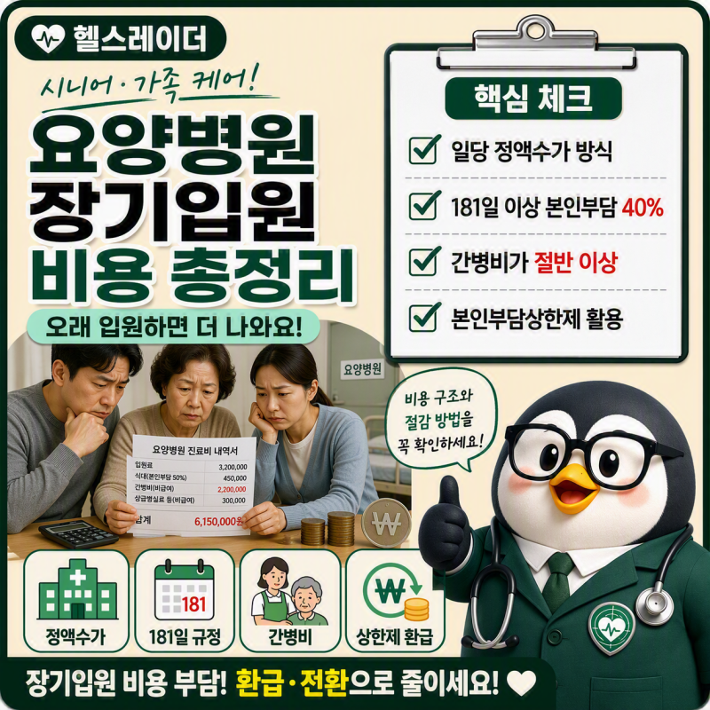 요양병원 장기 입원 비용 총정리 (2026 정액수가·181일·본인부담상한제)