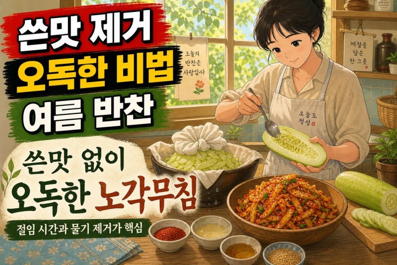 노각무침 황금레시피, 쓴맛 없이 오독한 식감 살리는 절임 비법
