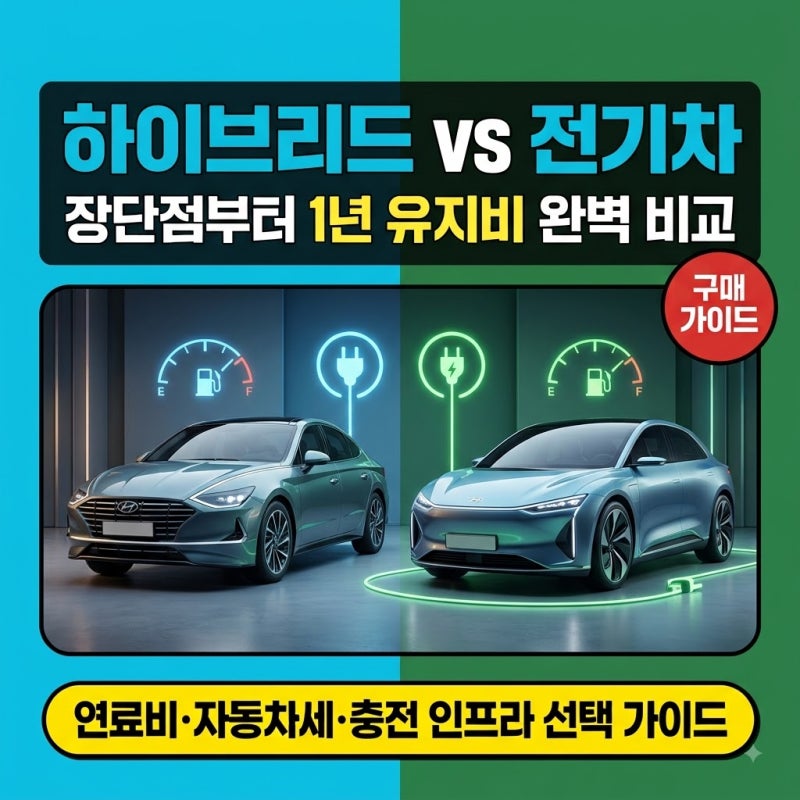 하이브리드 vs 전기차 장단점 비교와 1년 유지비 완벽 분석