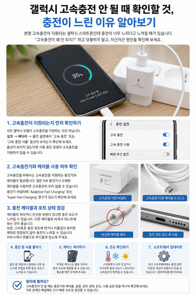 갤럭시 고속충전 안 될 때 확인할 것, 충전이 느린 이유 알아보기