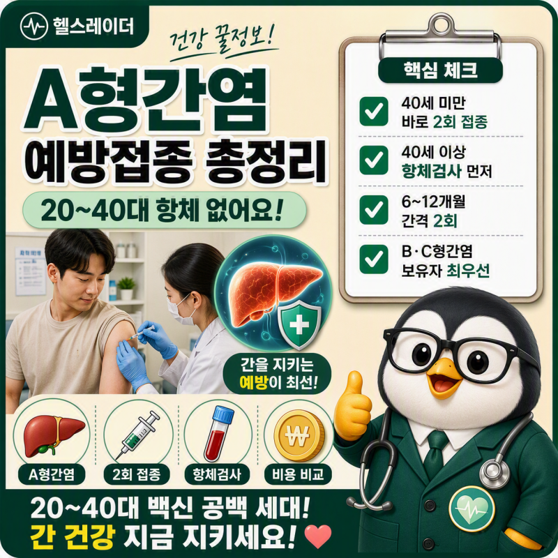 A형간염 예방접종 총정리 (2026 대상·항체검사·2회 접종·비용)