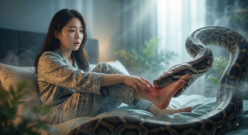 큰 뱀에 물리는 꿈 길몽일까?