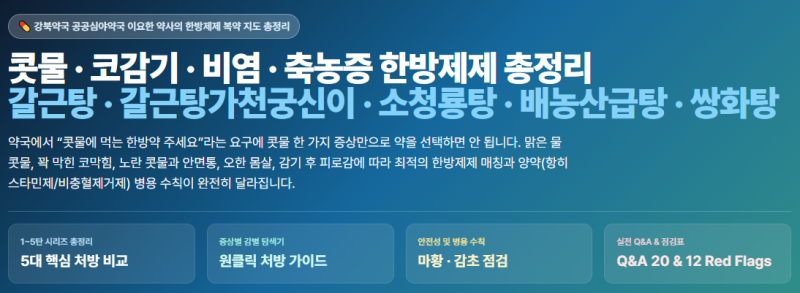 콧물·코감기·비염·축농증 한방제제 총정리ㅣ약국에서 만나는 갈근탕·갈근탕가천궁신이·....