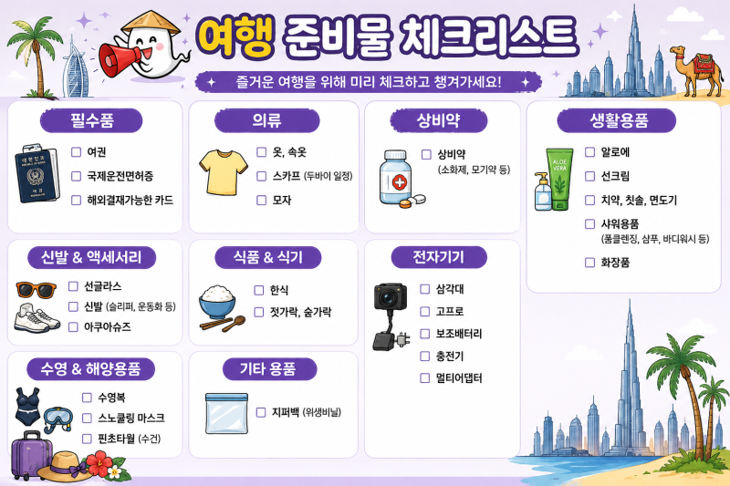 모리셔스 두바이 신혼여행 준비물 체크리스트 / 직접 다녀와보니 꼭 필요한 것들 & 꿀팁