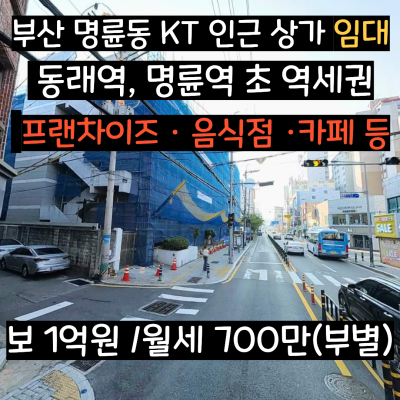 [부산 동래구 명륜동] KT 인근 초특급상권! 프랜차이즈 강력 추천 1층 대형 상가 임대 (즉시 입주/하수직관)