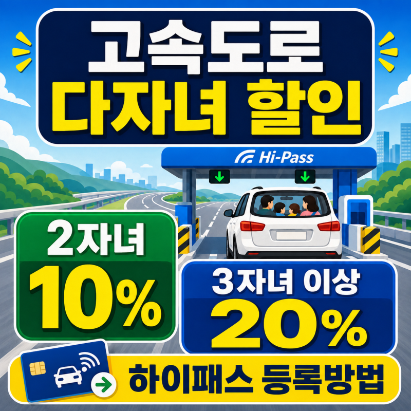 한국도로공사 하이패스 다자녀 할인 등록 방법 정리 ( 2자녀 · 3자녀 혜택 , 신청 조건 , 신청 ....