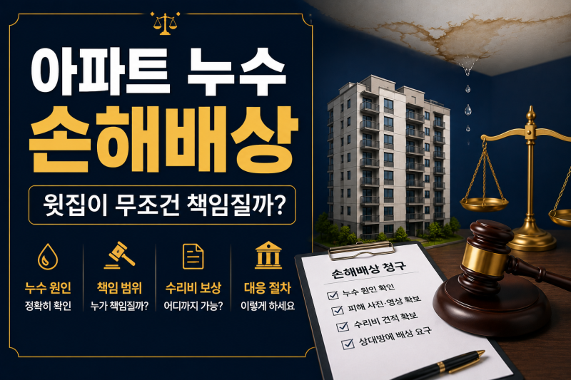 아파트 누수 손해배상, 윗집이 무조건 책임질까? 수리비·도배비 청구 기준