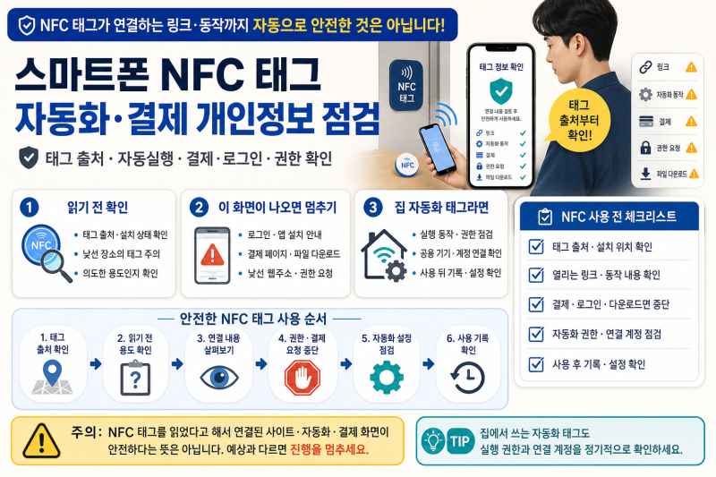 스마트폰 NFC 태그 읽기 전 확인할 것｜자동화·결제·개인정보 연결 점검