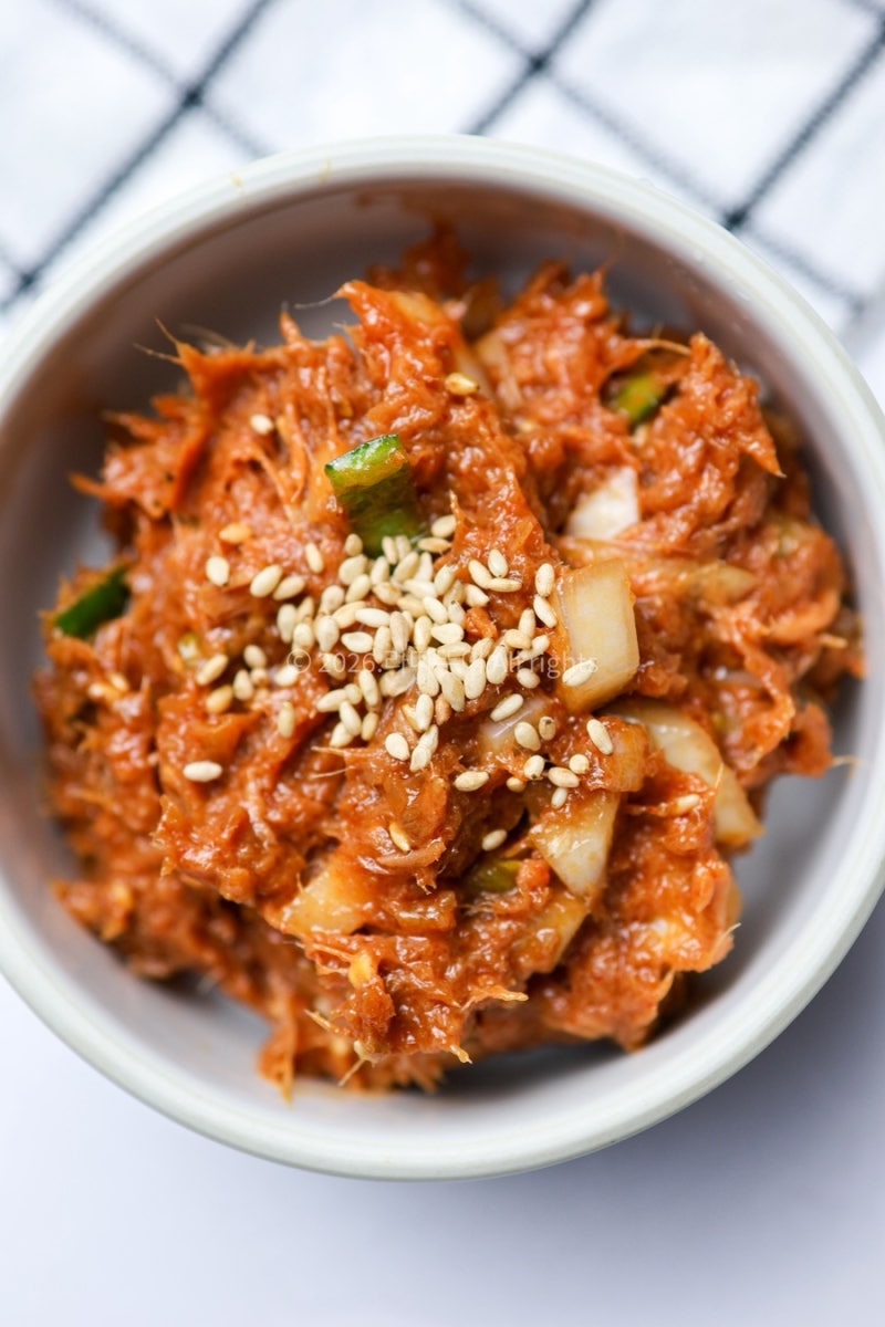 참치쌈장 만들기 다이어트 식단 불 없이 5분 완성! 단백질 듬뿍 호박잎 쌈