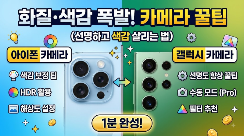 아이폰 갤럭시 카메라 화질 설정 꿀팁 (선명하고 색감 살리는법)