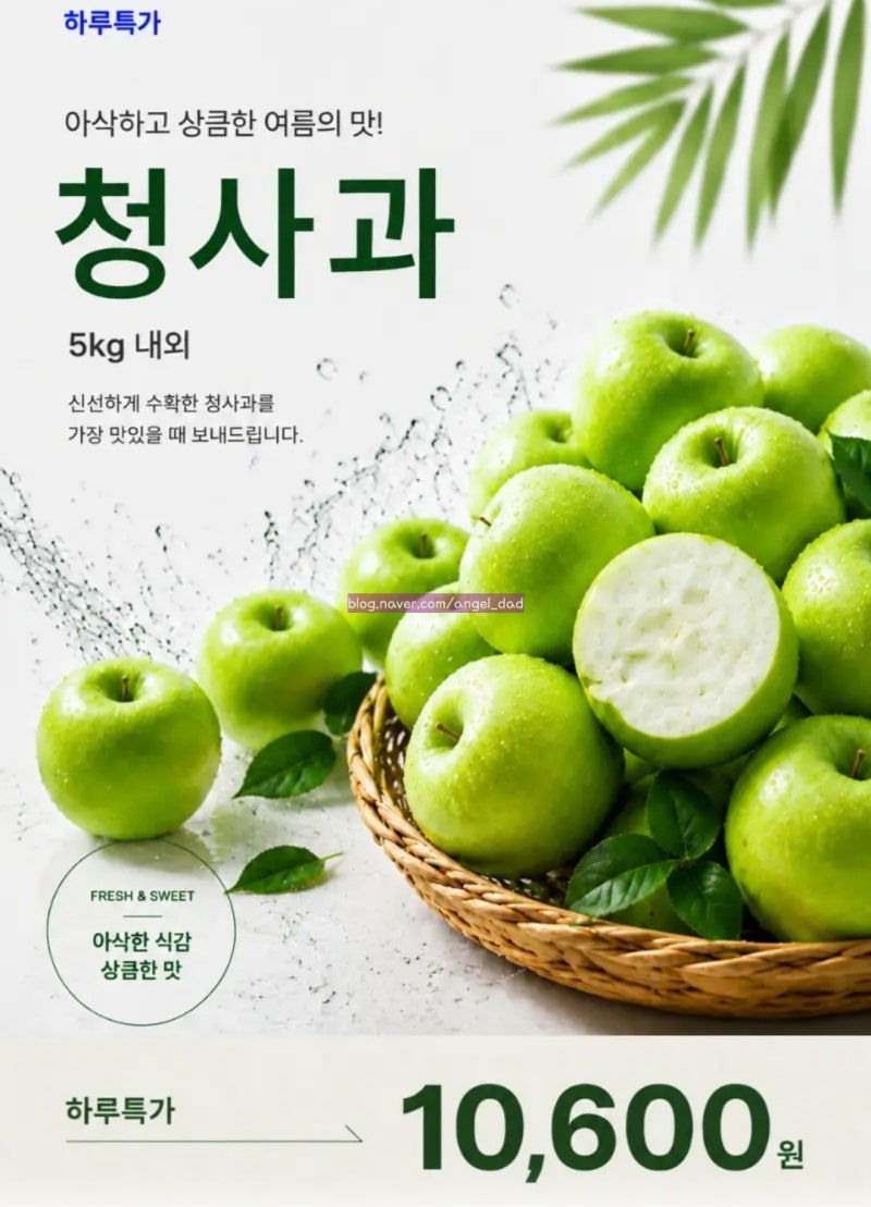 (선착순) 썸머킹 아오리 청사과 5kg 한 박스, 여름 제철 사과 추천