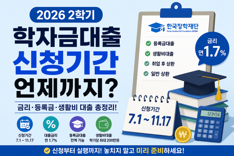 2026 2학기 학자금대출 신청기간 언제까지? 금리·등록금·생활비 대출 총정리
