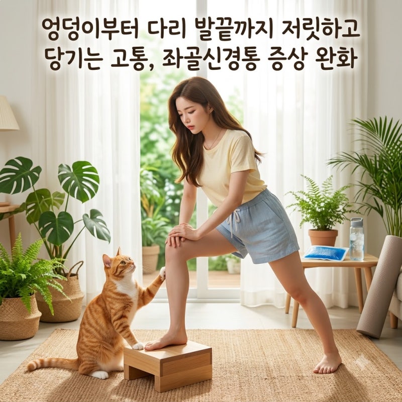 엉덩이부터 다리 발끝까지 저릿하고 당기는 고통, 좌골신경통 증상 완화