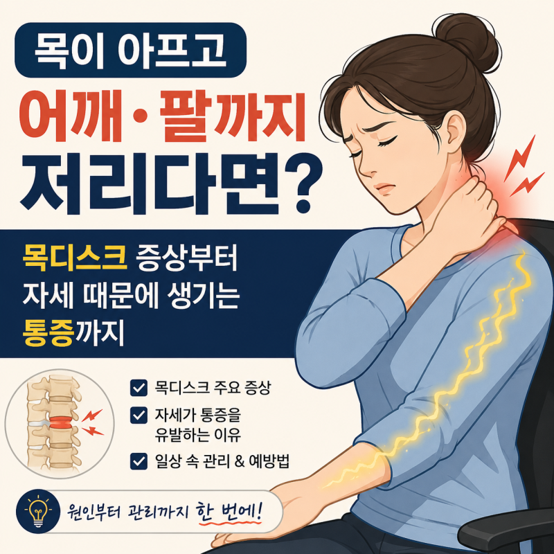 목이 아프고 어깨·팔까지 저리다면?｜목디스크 증상부터 자세 때문에 생기는 통증까지