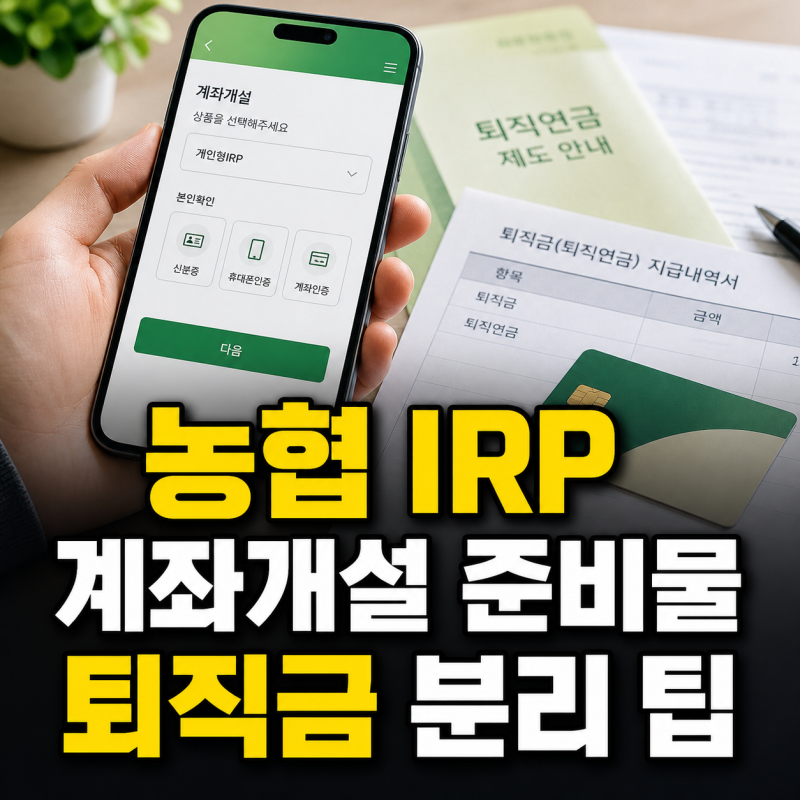 농협 IRP 계좌개설 방법 모바일 3분 준비물과 퇴직금 분리 팁