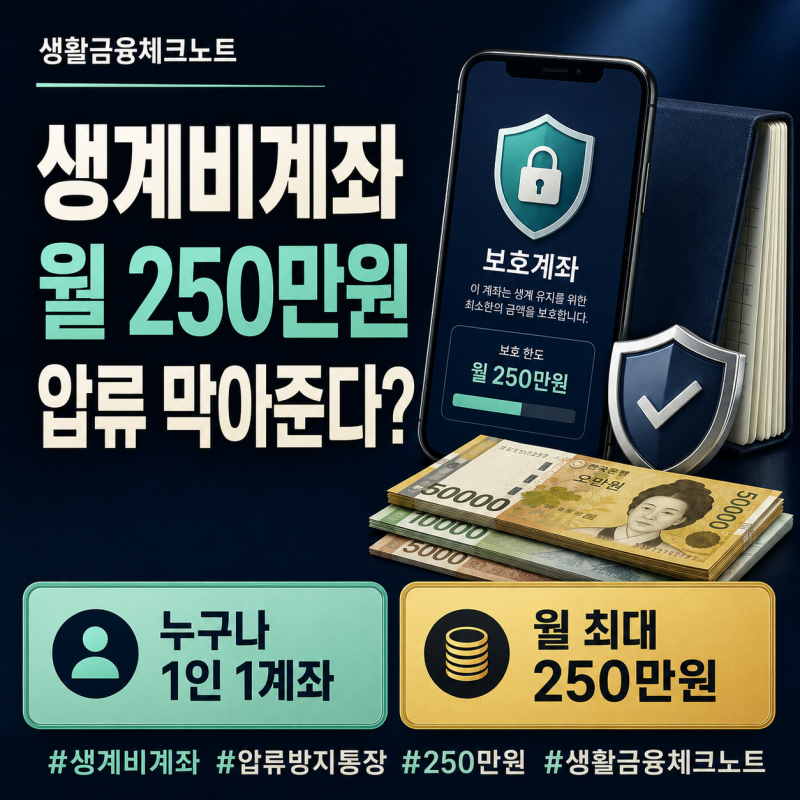 생계비계좌 압류방지통장 250만원, 누구나 만들 수 있나? 개설방법·보호한도 총정리