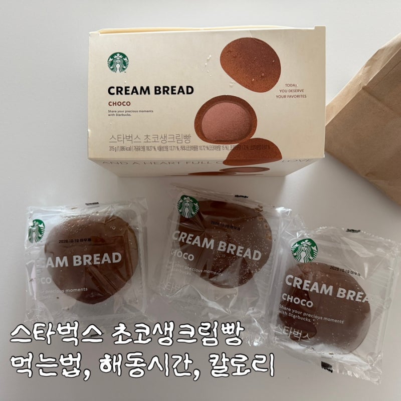 스타벅스 초코생크림빵 먹는법, 해동, 칼로리 내돈내산