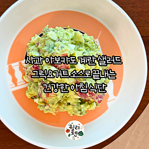 사과 아보카도 삶은계란 샐러드 만들기｜그릭요거트 홀그레인 머스타드 드레싱