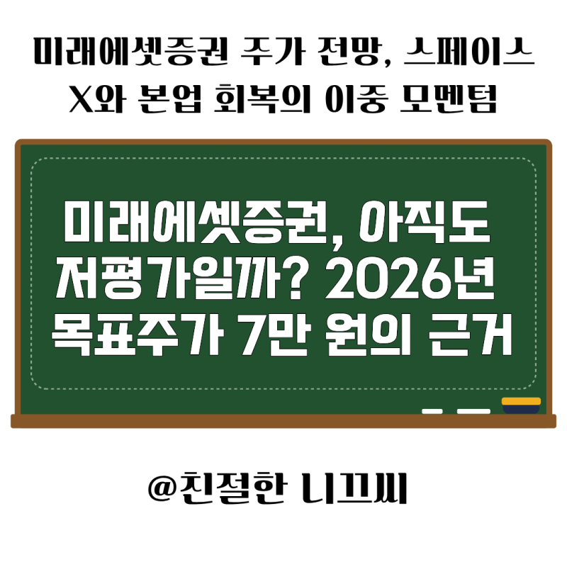 미래에셋증권, 아직도 저평가일까? 2026년 목표주가 7만 원의 근거, 주가 전망, 스페이스X와 본....