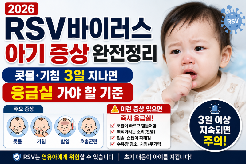 RSV바이러스 아기 증상 완전정리 — 콧물·기침 3일 지나면 응급실 가야 할 기준