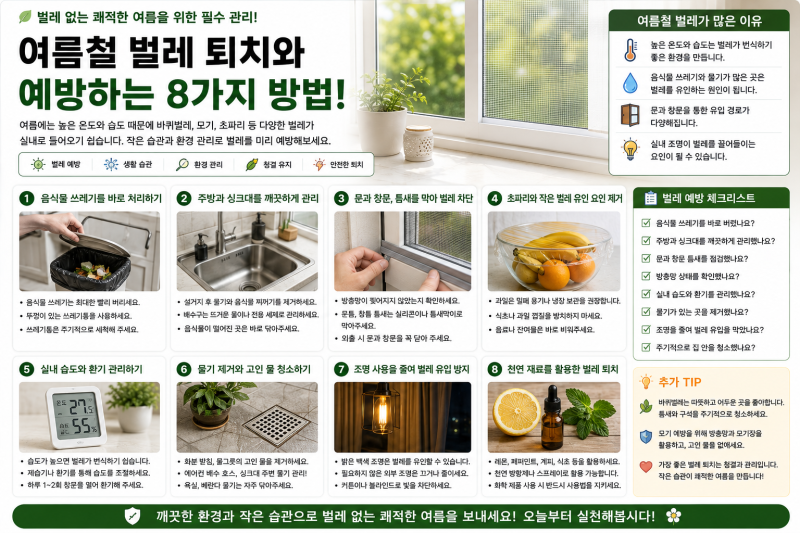 여름철 벌레 퇴치와 예방법, 집안 벌레 줄이는 8가지 생활 습관