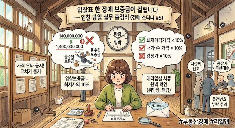 입찰표 한 장에 보증금이 걸립니다 — 입찰 당일 실무 총정리 (경매 스터디 #5)