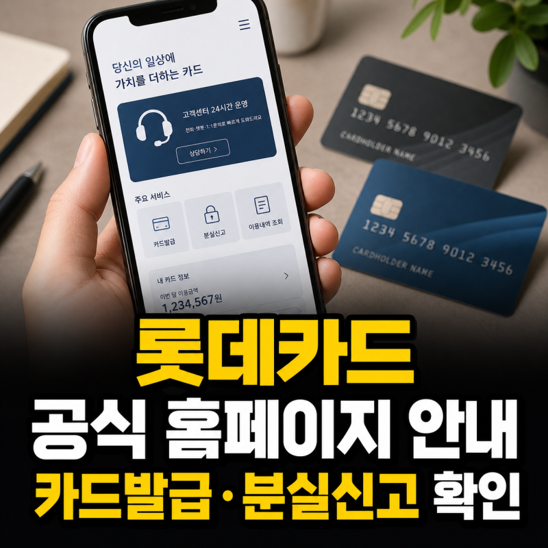 롯데카드 공식 홈페이지 바로가기 카드발급 분실신고 고객센터 안내