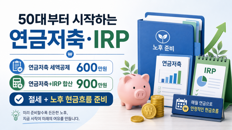 50대 연금저축·IRP 세액공제, 지금 시작해도 늦지 않을까? 노후 현금흐름 만드는 법