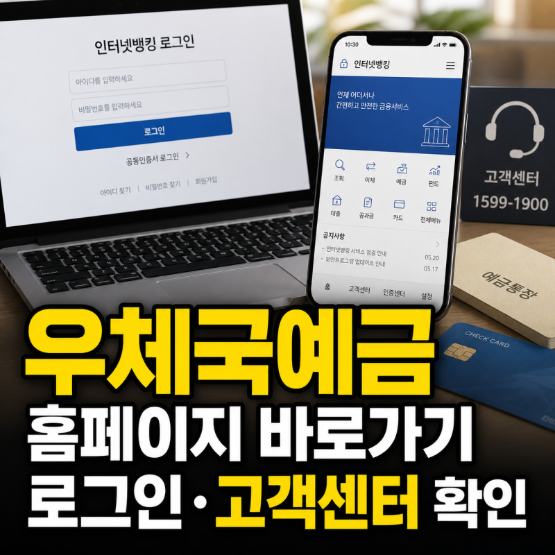 우체국예금 홈페이지 바로가기와 인터넷뱅킹 로그인 고객센터 안내