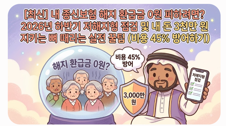 [최신] 내 종신보험 해지 환급금 0원 피하려면? 2026년 하반기 저해지형 점검 및 내 돈 3천만 원....