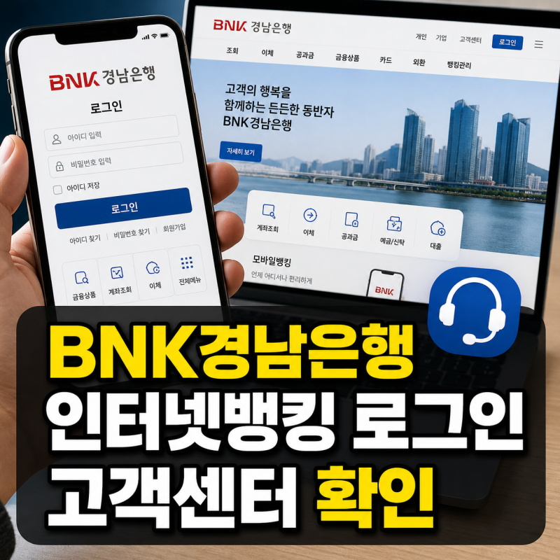 BNK경남은행 홈페이지 바로가기 인터넷뱅킹 로그인 고객센터 전화번호