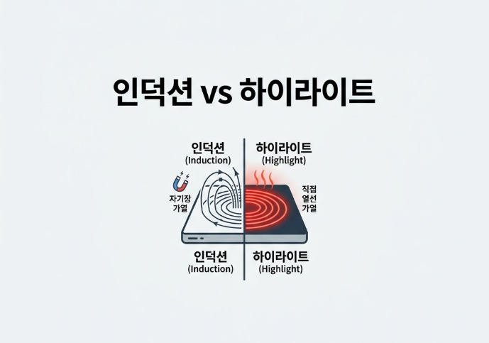 인덕션 vs 하이라이트 전기레인지 차이점과 전기세 완벽 비교