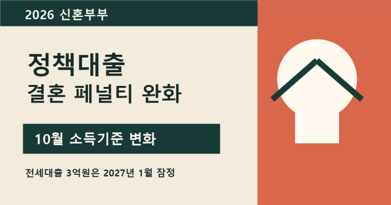신혼부부 정책대출 결혼 페널티 완화, 10월 소득기준과 전세대출 3억원 일정