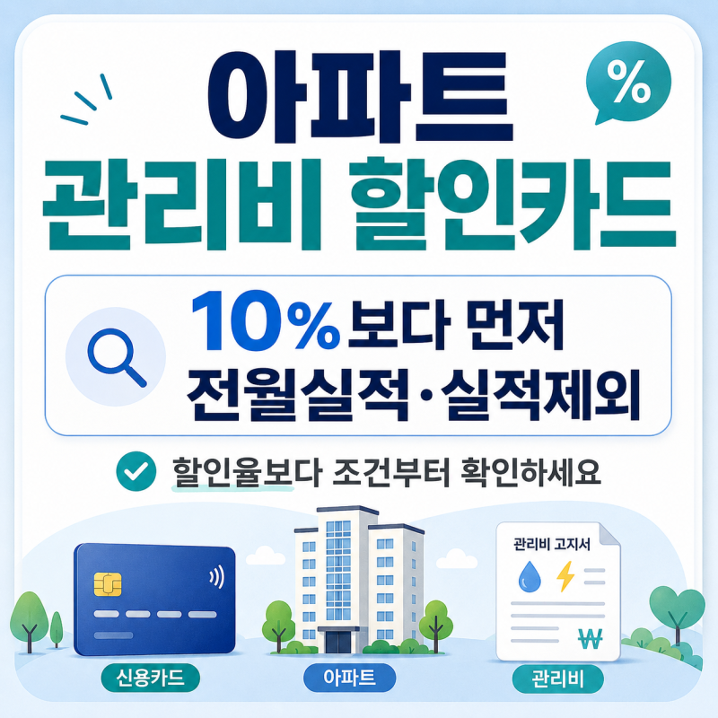 아파트 관리비 할인카드｜10% 할인보다 먼저 확인할 전월실적·실적제외