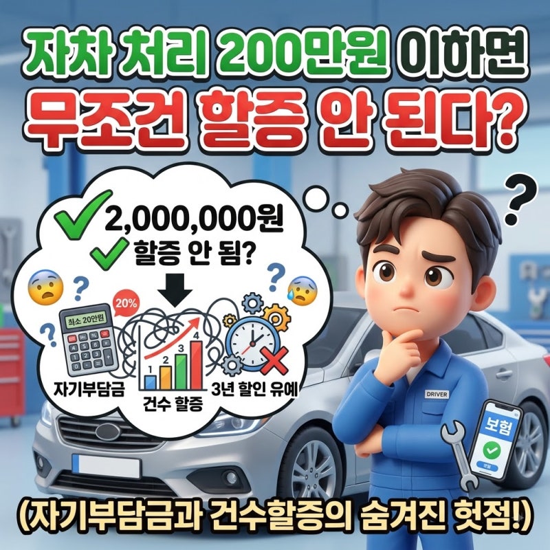 자차 처리 200만원 이하면 할증 안 된다? (자기부담금과 건수할증의 헛점)