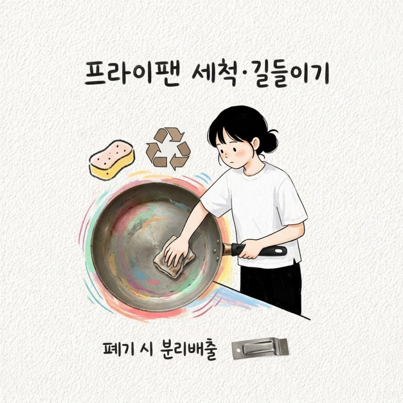 프라이팬 세척 길들이기와 버릴 때 분리수거 기준