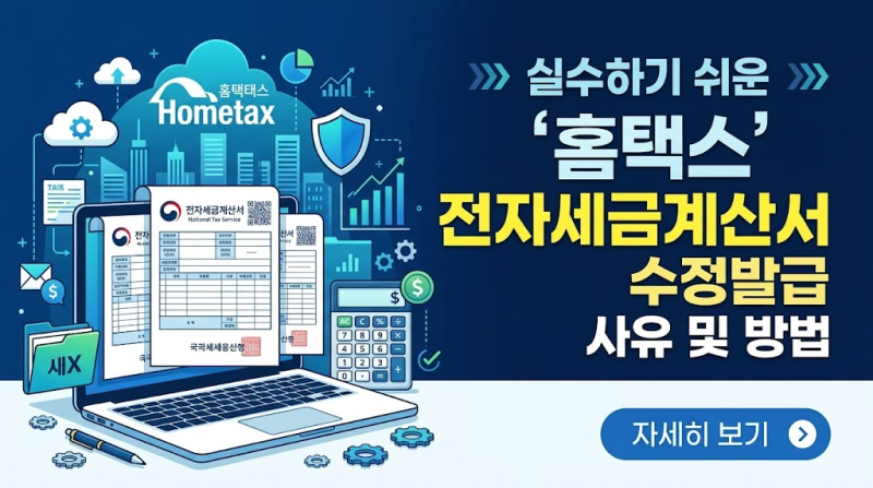 실수하기 쉬운 홈택스 전자세금계산서 수정발급 사유 및 방법