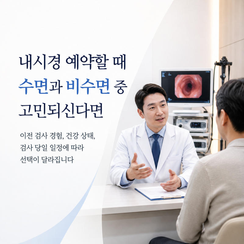 내시경 예약할 때 수면과 비수면 중 고민되신다면