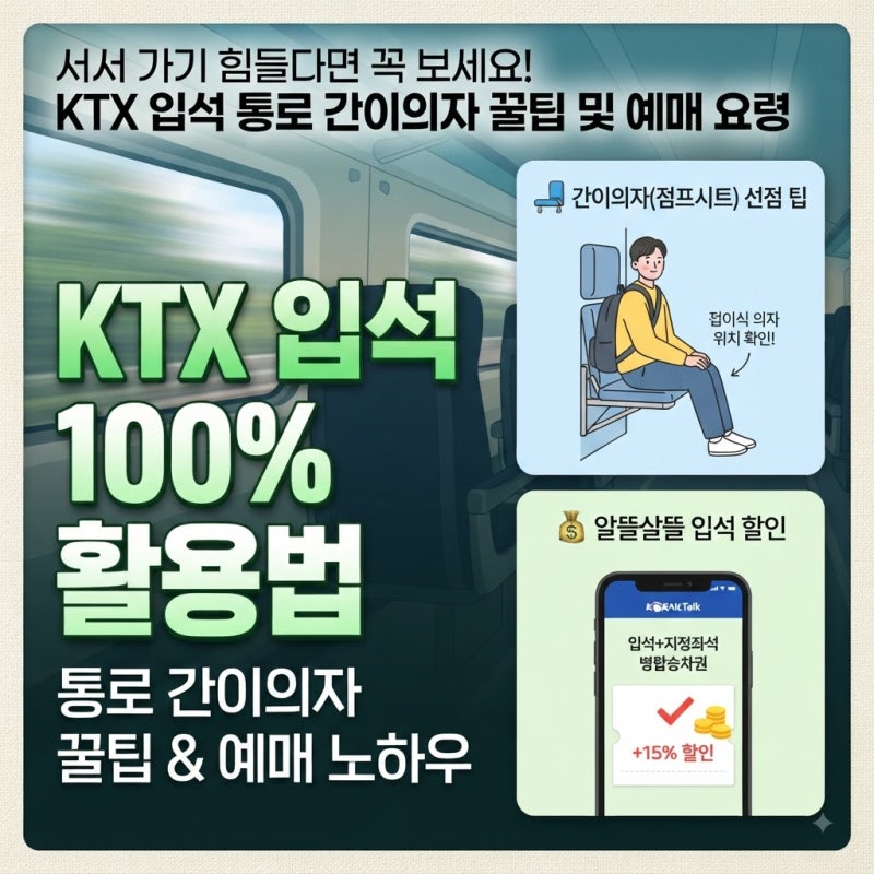 서서 가기 힘들다면 꼭 보세요! KTX 입석 통로 간이의자 꿀팁 및 예매 요령