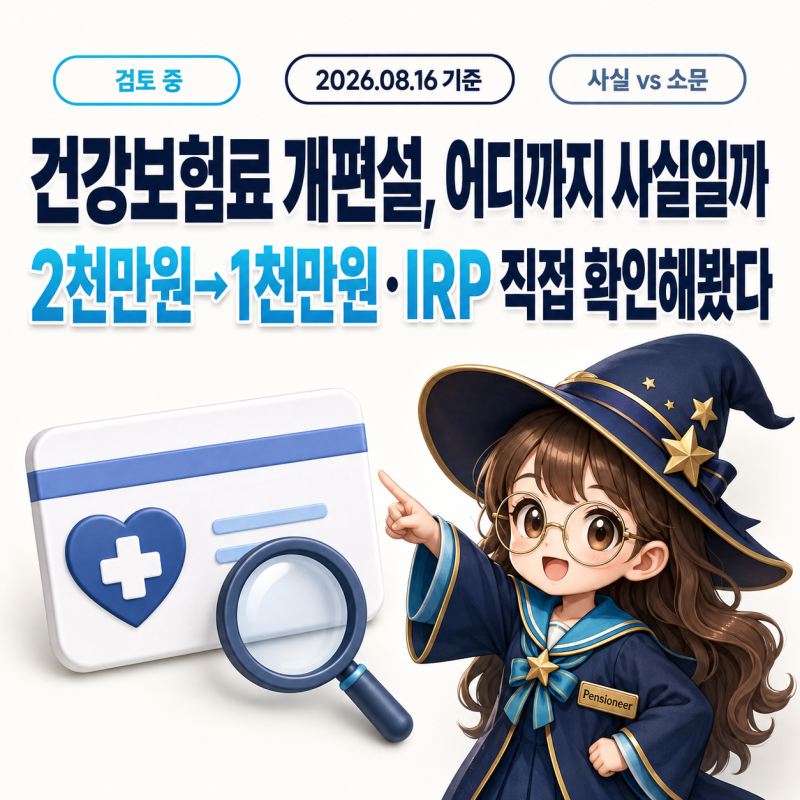 건강보험료 개편설, 어디까지 사실일까? 2천만 원→1천만 원· IRP 직접 확인해 봤다
