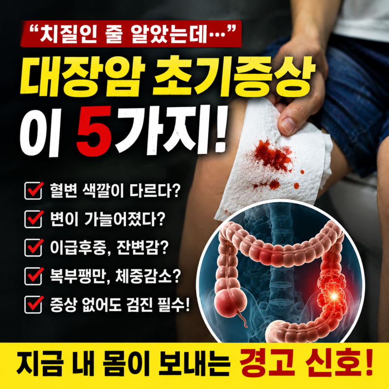 치질인 줄 알았던 배변 변화, 대장암 초기증상 TOP4 구분법