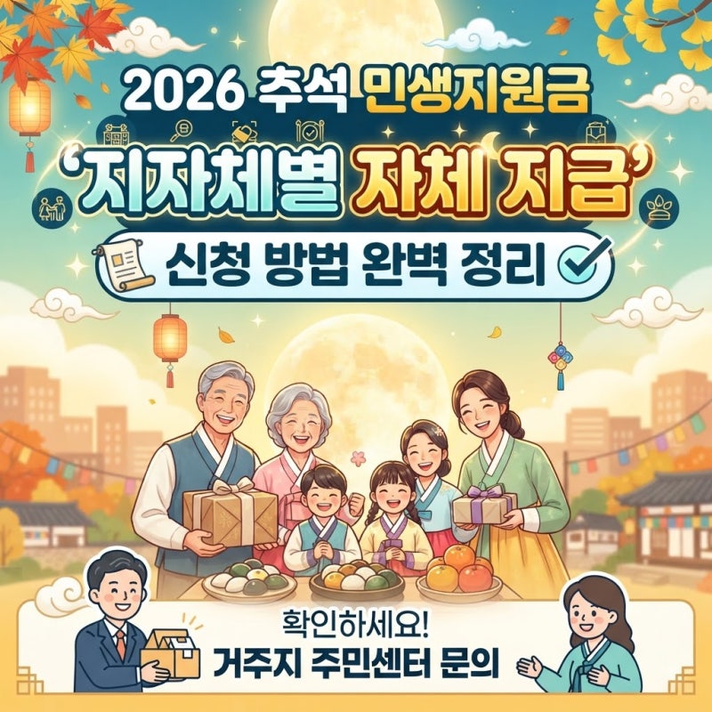 2026 추석 민생지원금, 핵심은 '지자체별 자체 지급' 신청 방법 완벽 정리